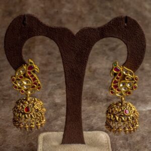 Gold Swan Jhumka Earrings