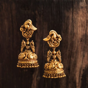 Peacock Gold Antique Jhumka