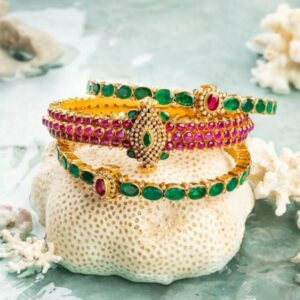 Pretty Gold Stone Bangles