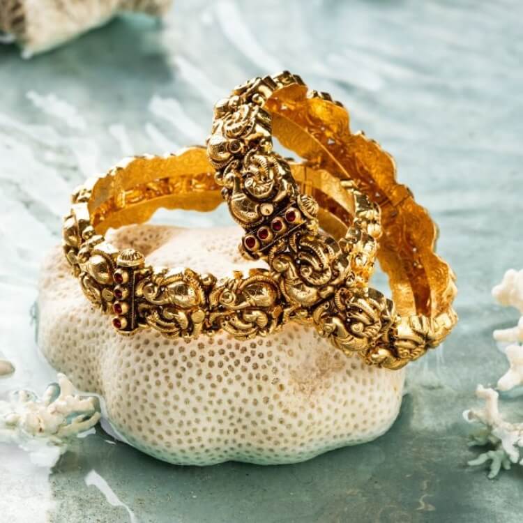 Buy Traditional Antique Golden Elephant Kada Bracelet For Ladies – Gehna  Shop